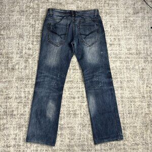 DINAMIT Jeans 34x34 Straight Distressed Acid Denim Blue Italy Casual Pockets‎